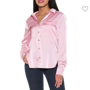 Nwot ALEXIA ADMOR Satin Shirt sz 14 #AA